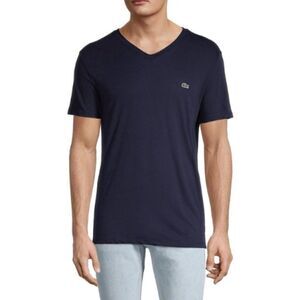 Lacoste Men's Navy Blue Short Sleeve V-Neck Jersey T-Shirt Size Medium